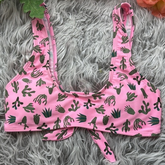 Cabana Del Sol Pink Cactus Leaf Print 2 Piece Bikini Set, S - Picture 10 of 13